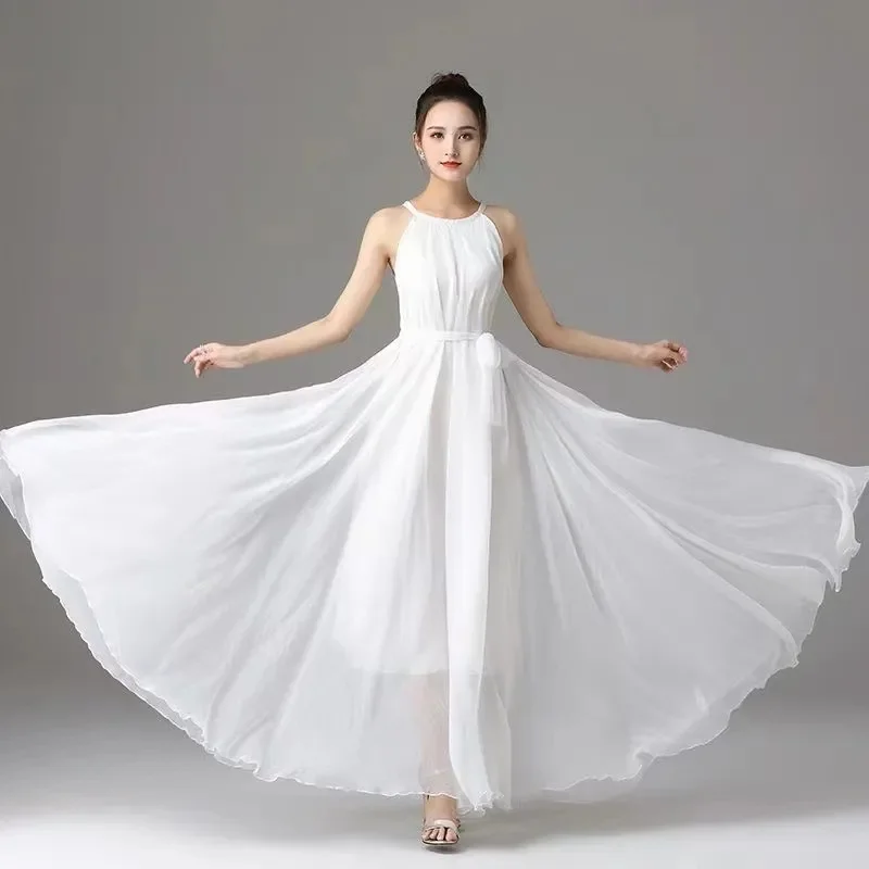 فستان نسائي صيفي كاجوال ماركة عطلة عطلة الشاطئ فساتين طويلة رقبة على شكل حرف v فستان أنيق فضفاض فام #4