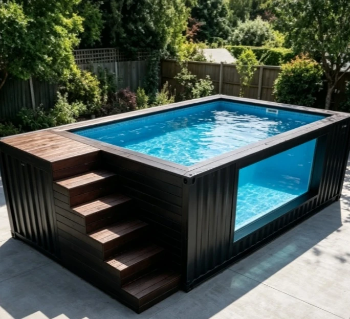 Resort Commercial Shipping Container Pool Complete Set Steel Structure Prefab Ground Pool