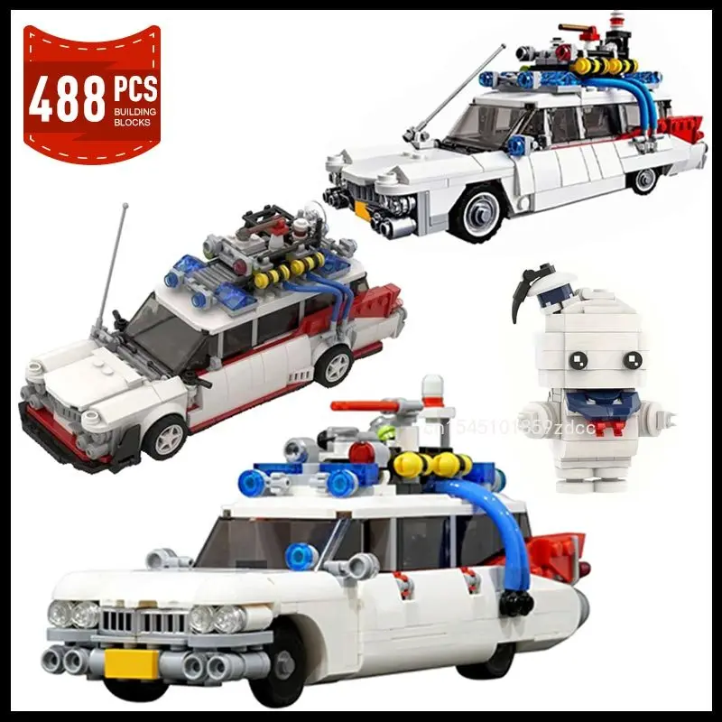 MOC Technique Voitures Ville Ecto-1 Modèle décennie s De Construction Film Vitesse Champion Véhicule MOC-168757 Briques DIY Éducation Jouets cadeaux