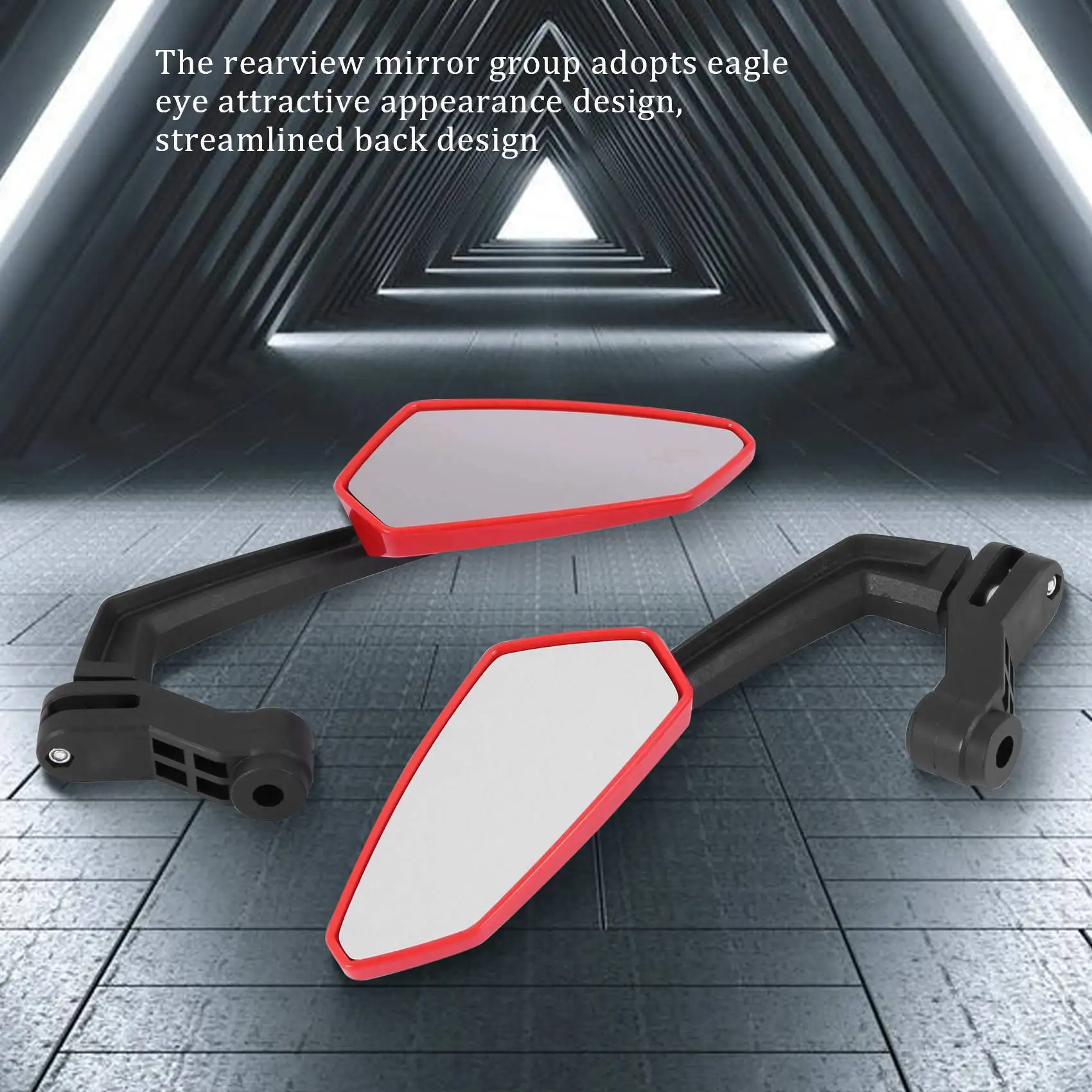 A30F-Motorcycle Rearview Mirror With M8 Clockwise And Counterclockwise Threaded Bolts ATV Moped Scooter Cruiser Roller Red