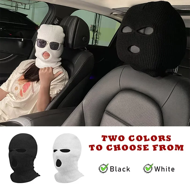 Universal Car Headrest Cover Funny Car Seat Face Mask Ski Mask Wrap Protection Vehicle Front Head Rest Protectors Accessories - view 3