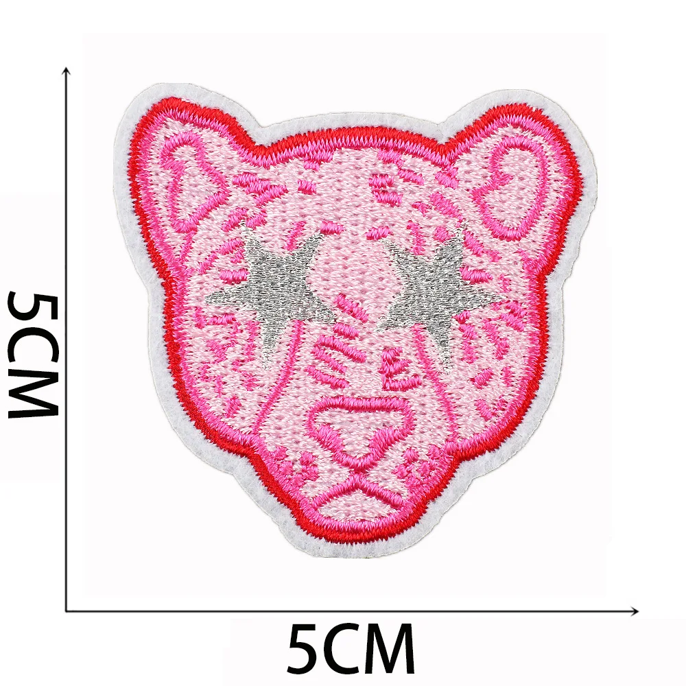 Pink Series Patches for Clothing Cheetah Mixed Embroidery Cloth Sticking Cartoon Smiling Face Love Patch Sticking Motifs