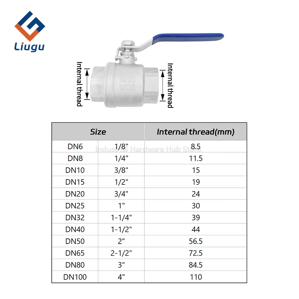 304/316L Stainless Steel Two Piece Ball Valve,1/4