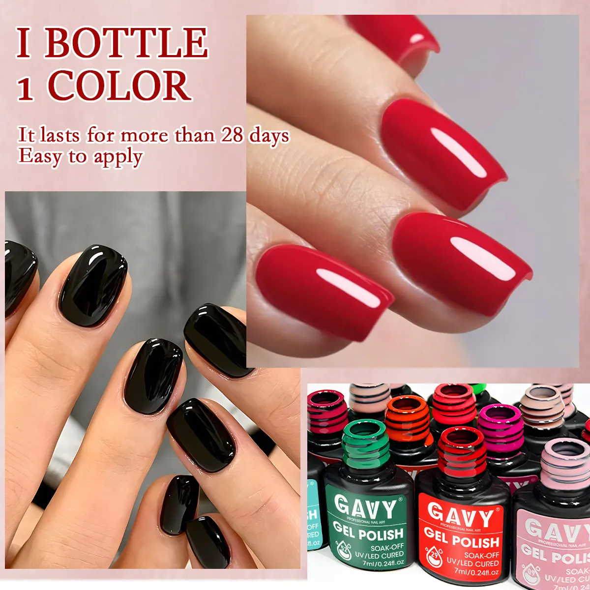 GAVY 6PCS 매니큐어 젤 세트 - 7ml, 다양한 생생한 색상, DIY 및 네일 살롱, 네일 살롱 아트에 적합 |   부드러운 질감