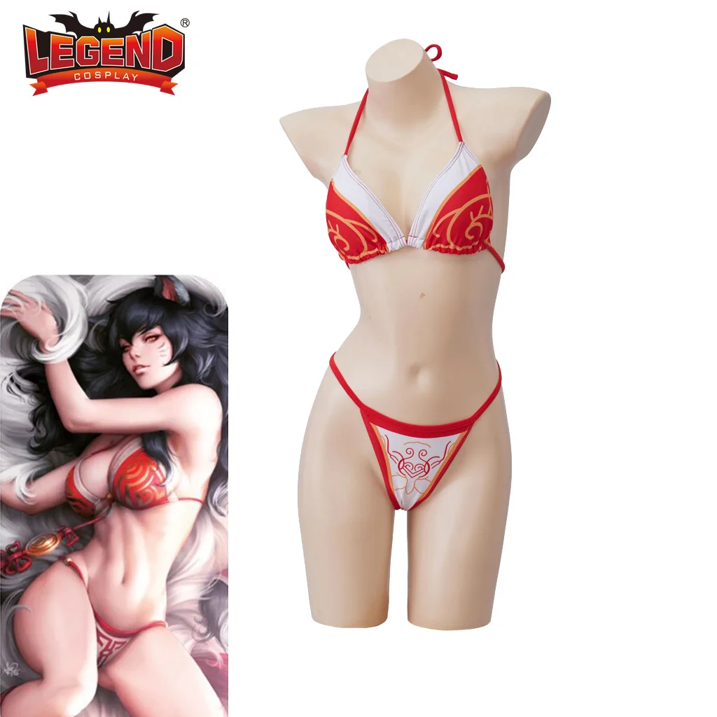 LOL Ahri Swimsuit Cosplay Costume Lingerie Halter Bikini Swimwear Ahri Champion Cosplay Baywatch Swimwear Women Bathing Suit