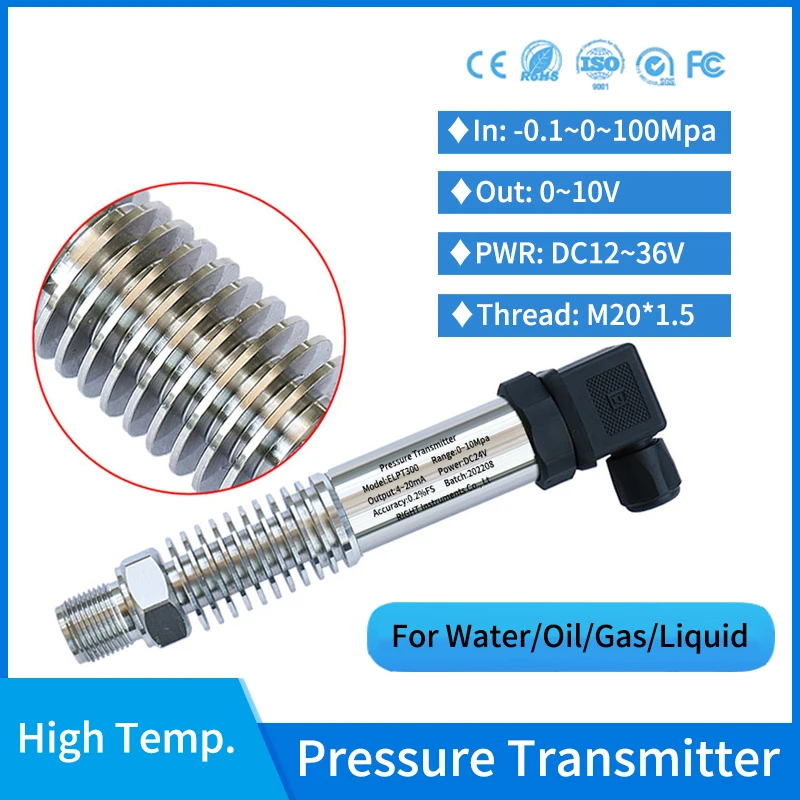 

High Temperature Melt Pressure Sensor hvac Pressure Transducer Hydraulic 0-10v Oil Fuel Hot Water Steam Pressure Transmitter