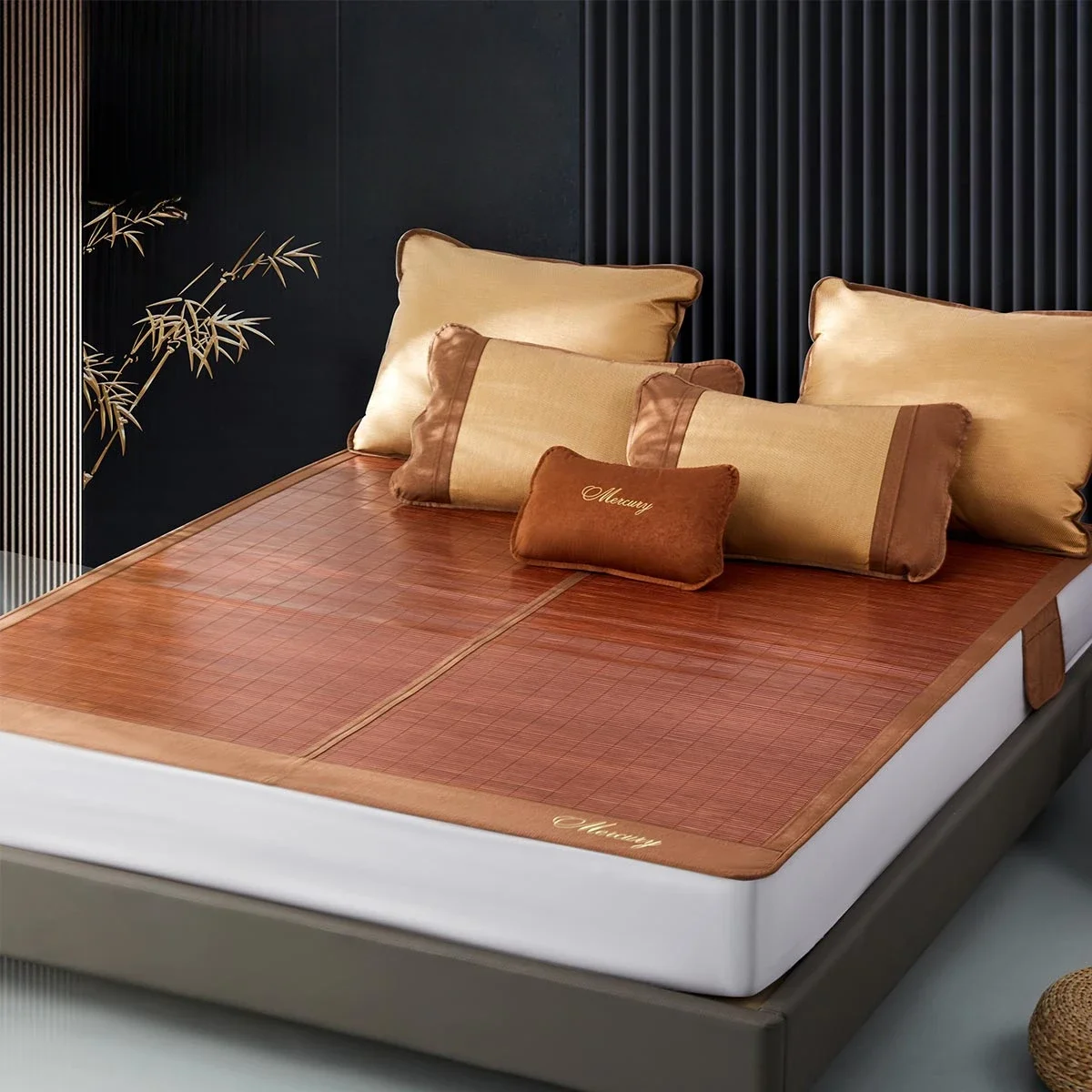 

Antibacterial positive and negative straw mat foldable summer ice silk mat household