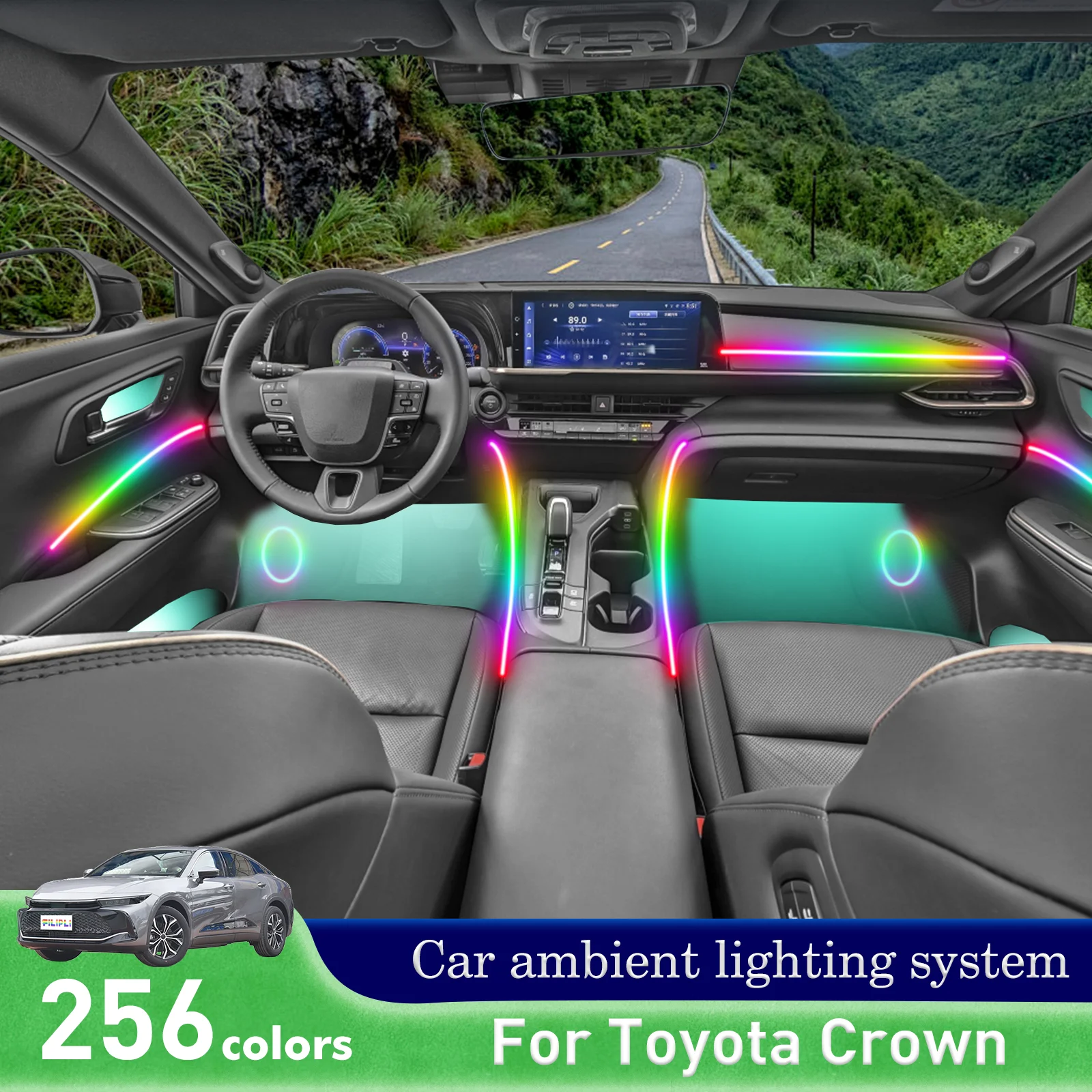 

For Toyota Crown SportCross Car Interior Decorative Ambient Light RGB 64-Color LED Smart Remote Control Energy Saving Set