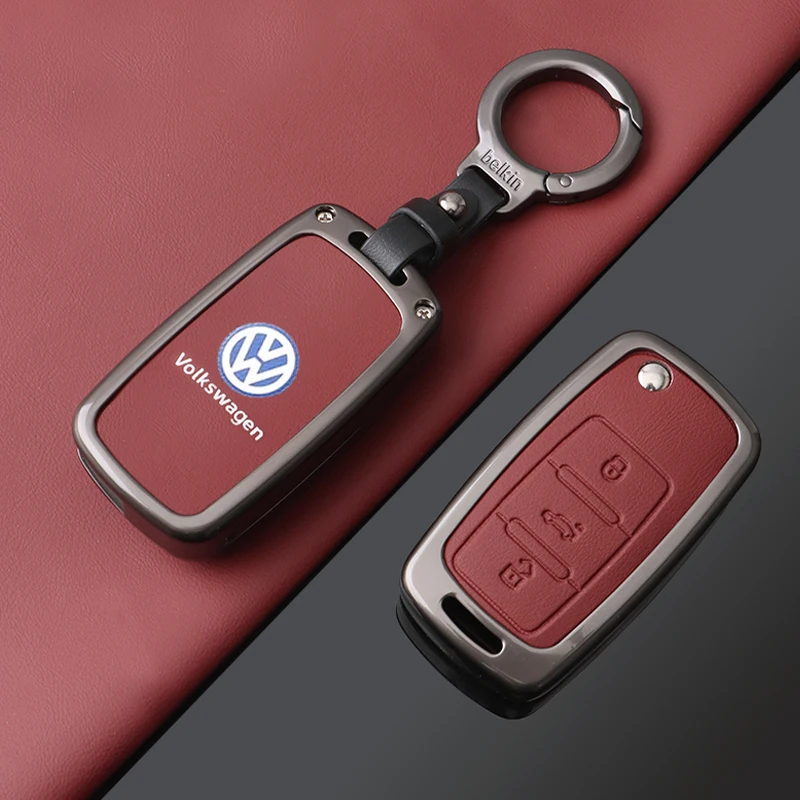 Fashion Zinc Alloy Leather Car Key Case Cover Shell for VW Volkswagen Polo Tiguan Passat B5 B6 B7 Golf 4 5 6 MK6 Jetta Lavida