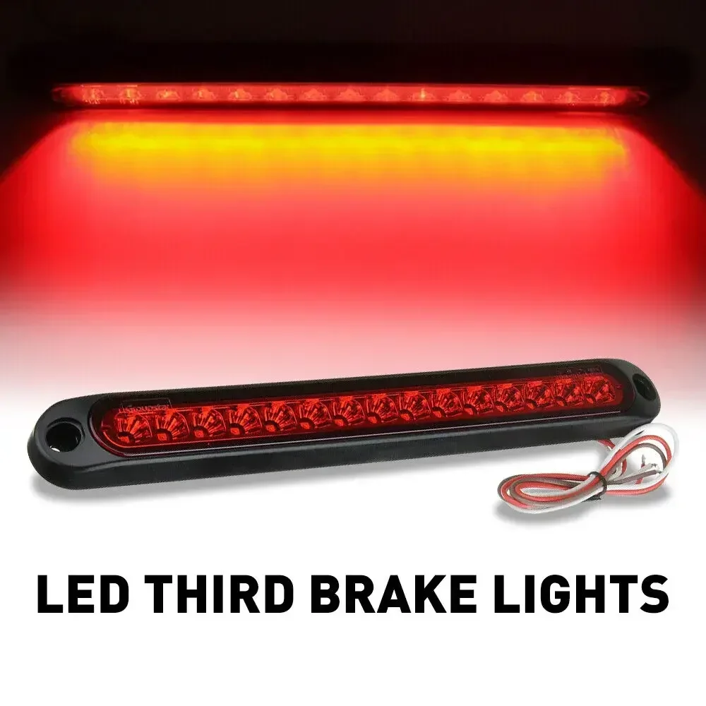 12V 15LED Taillights Car 24v Truck RV Van Bus Rear Tail Trailer Lights Car Truck Trailer Bus Stop Rear Tail Brake Light Bar Red