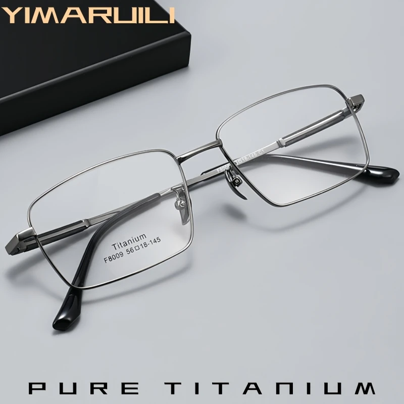 

YIMARUILI Business Men's Pure Titanium Eyeglasses Frame Ultraligh Fashion High-Quality Square Optical Prescription Glasses F8009