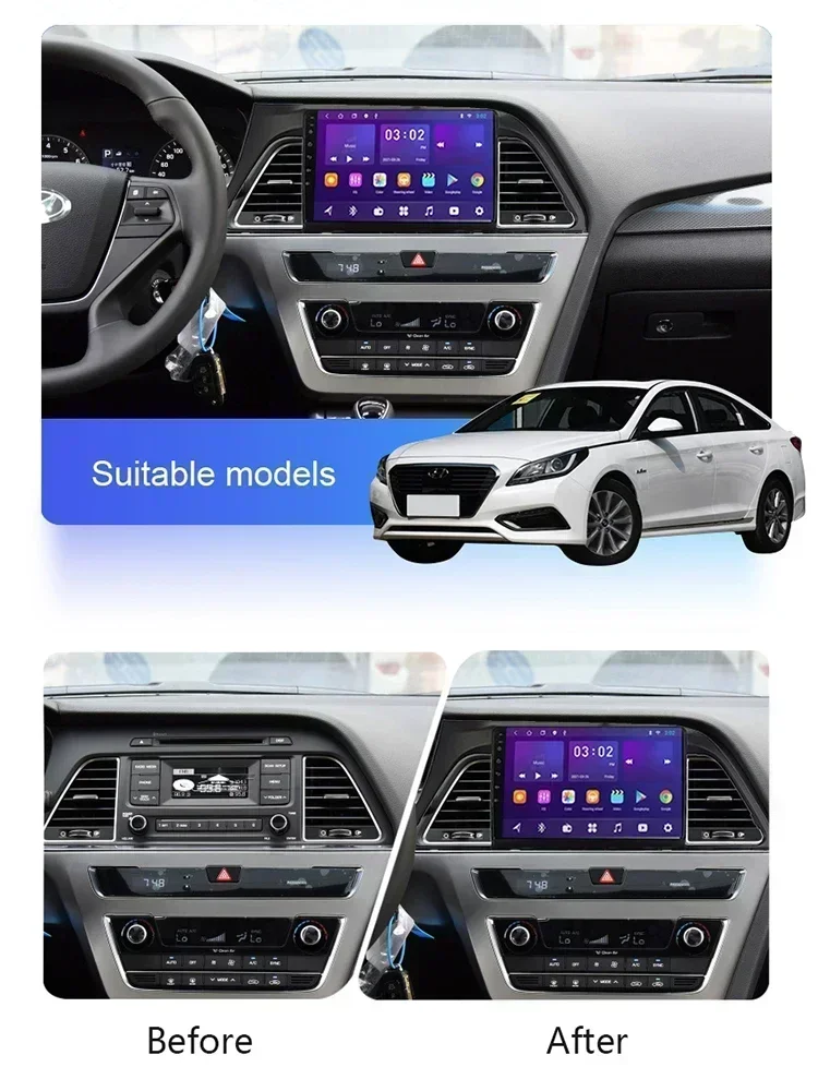 8GB+256GB Carplay DSP Android 13.0 Car Multimedia Player For Hyundai-Sonata 9 2015 2016 2017 2018 360 Camera 4G LTE Radio 2din