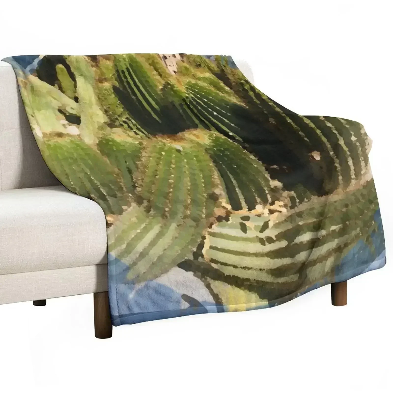 

Spiky Green Cacti landscape by Iritof Throw Blanket Hairys Blankets For Baby Winter beds Blankets