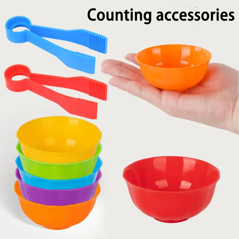 Arco-íris das crianças contando borracha macia animal correspondência cor brinquedos classificação de cores tigela clipes montessori auxiliares de ensino