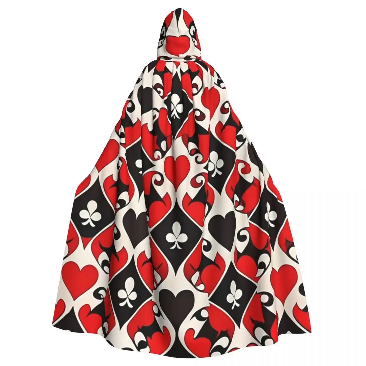 Playing Cards  Long Hooded  Witch Medieval Costume Cosplay Cape HalloweenParty Adult Unisex