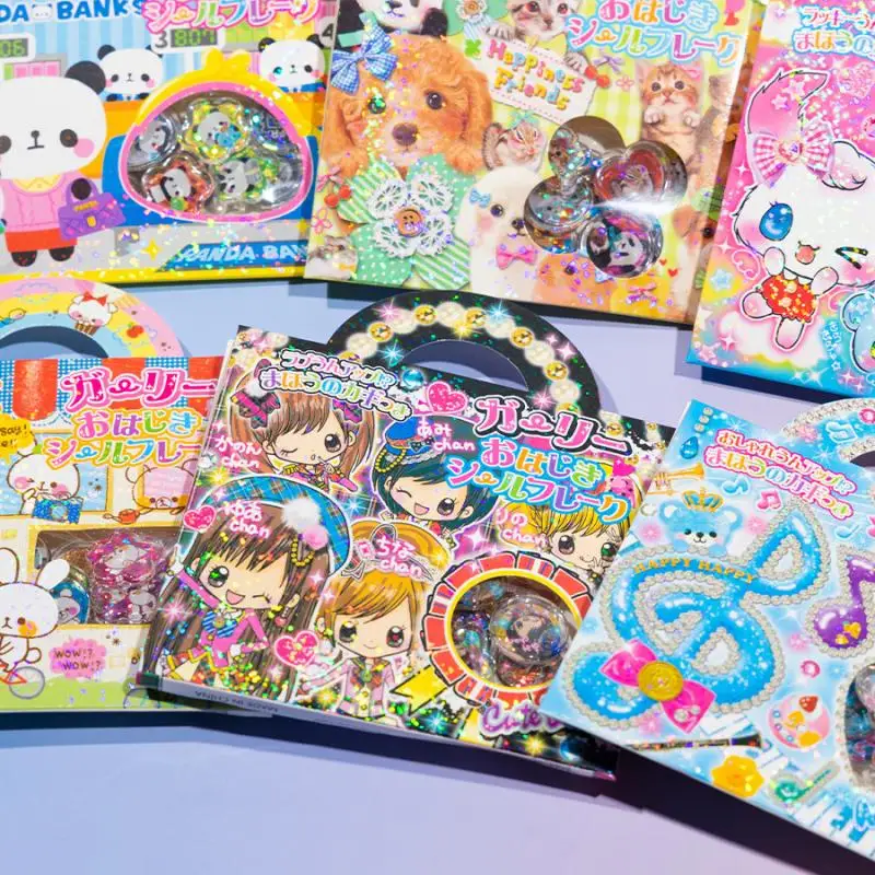 Juego de pegatinas 3D para funda de teléfono con forma de corazón animadas con mármas brillantes láser Y2K decoración DIY