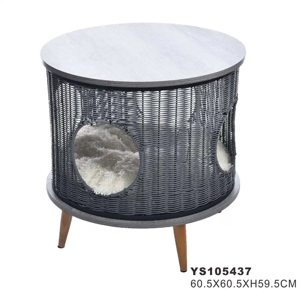 Ecofriendly Rattan Material Home Decoration Furniture With Window Cat Comfort Beds Cave