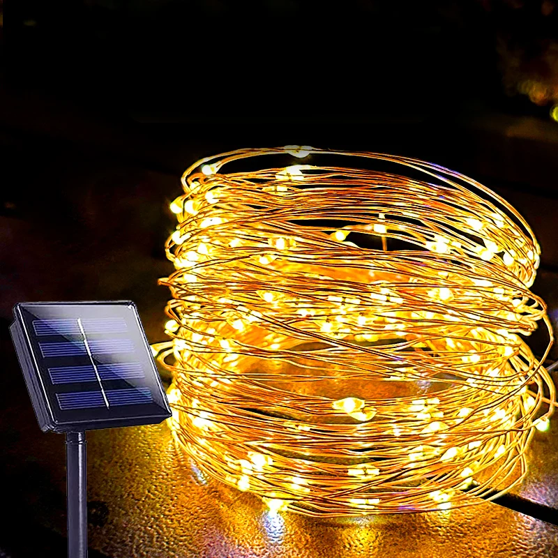 

Solar String Lights Outdoor Waterproof Solar Fairy Lights 8 Modes Solar Powered Twinkle Lights for Christmas Patio Yard Tree