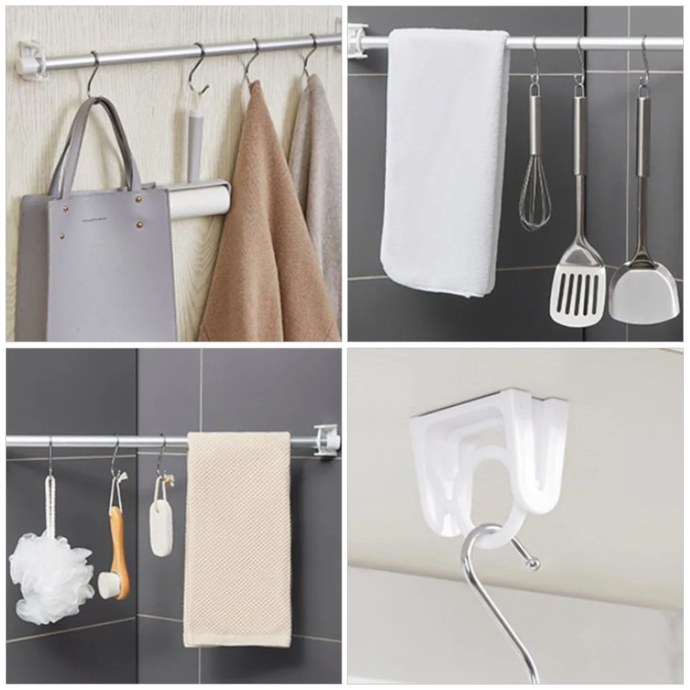 

4Pcs Rotating Curtain Rod Bracket Heavy Duty Nail Free Curtain Pole Hook for Home Garden DIY Decorations Easy Install