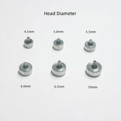 1PC Silver Long Tube Watch Crown 2.5mm Hole Diameter 4.5/5.0/5.5/6.0/6.5/7.0mm Head Diameter for Watch Repair