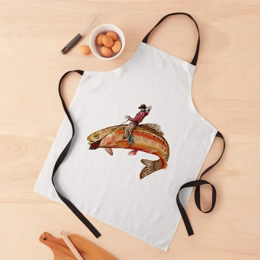 

Golden Trout Cowboy| Perfect Gift Apron Kitchen Apras Man men's barbecue Bib For Kitchen Custom Apron