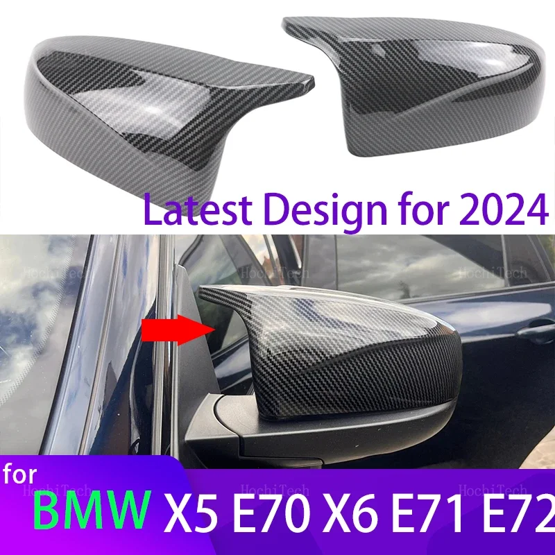 

2pcs Side Wing Rearview modified car styling Bright black Carbon Fiber Pattern Mirror Cover caps For BMW X5 E70 X6 E71 2008-2013