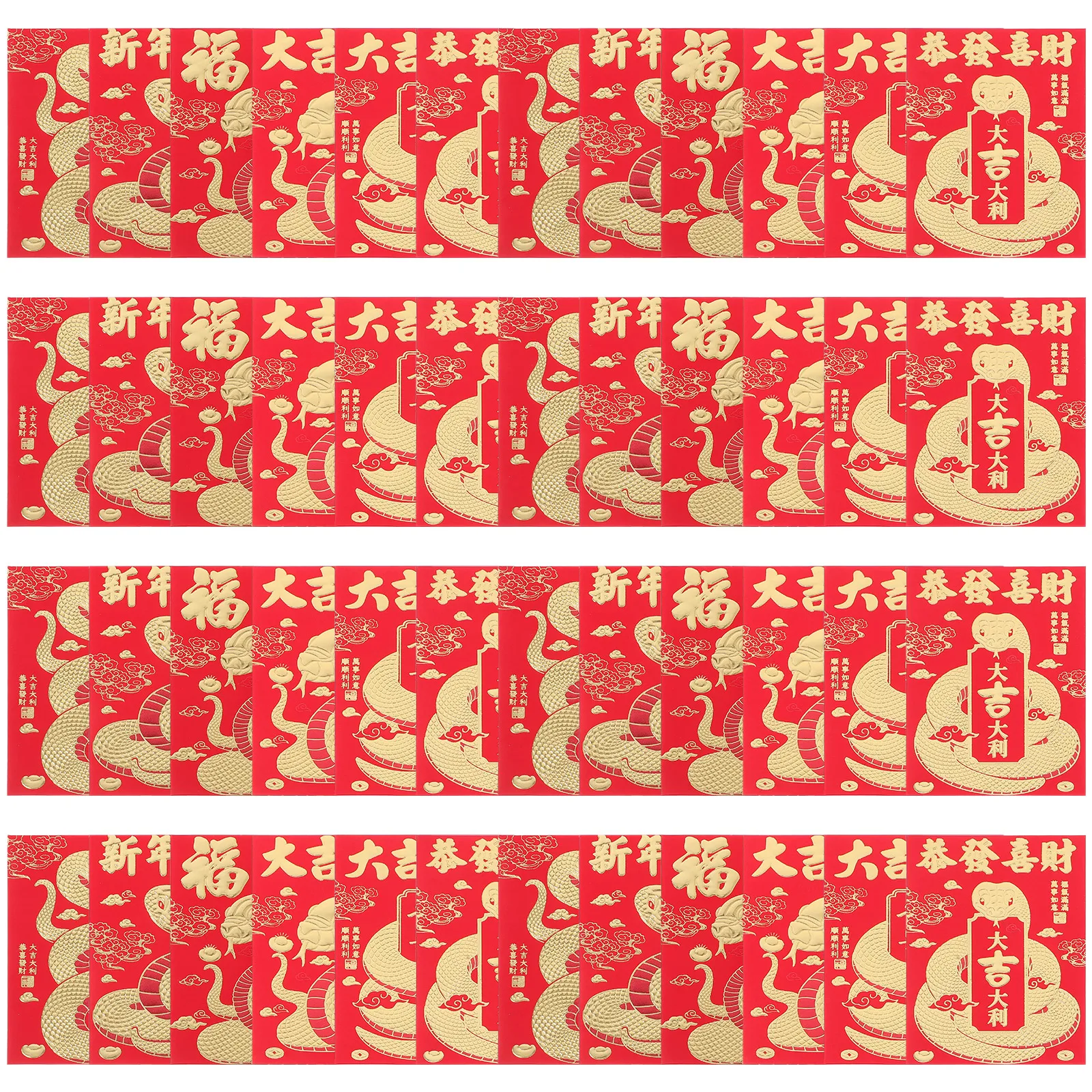 

48 PCS Three-dimensional Snake Zodiac Paper Chinese New Year Hongbao