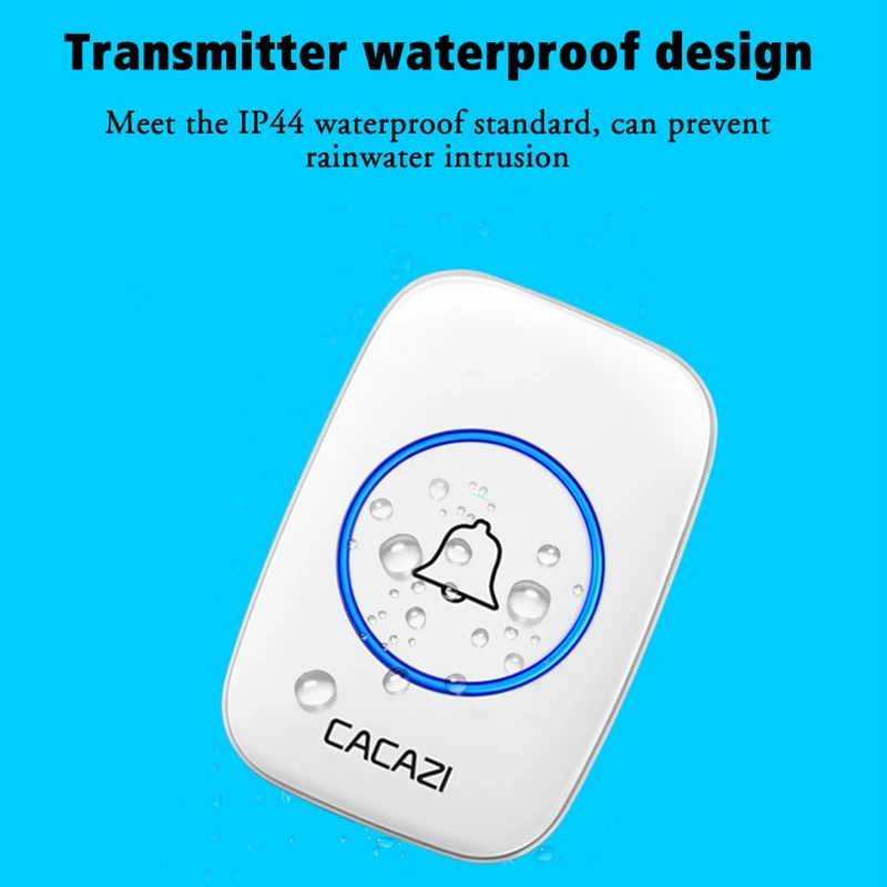 CACAZI Wireless Doorbell 110db Welcome Friend Smart Doorbell 300Meters Long Distance 36 Songs 4 Level Volumes Door Chimes