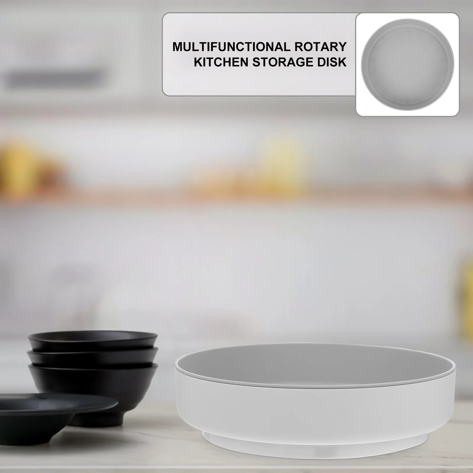 

1pc Rotating Storage Tray White Kitchen Organizer For Seasonings Cosmetics Desktop Holder Rotatable Plate Home Storage