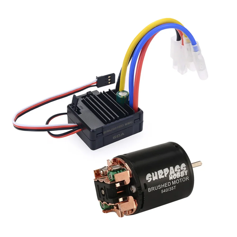 RC 540 Brushed Motor 13T 17T 21T 23T 27T 35T 45T 55T 80T & 60A ESC 5V/2A BEC for 1/10 RC Off-road Racing Car Truck