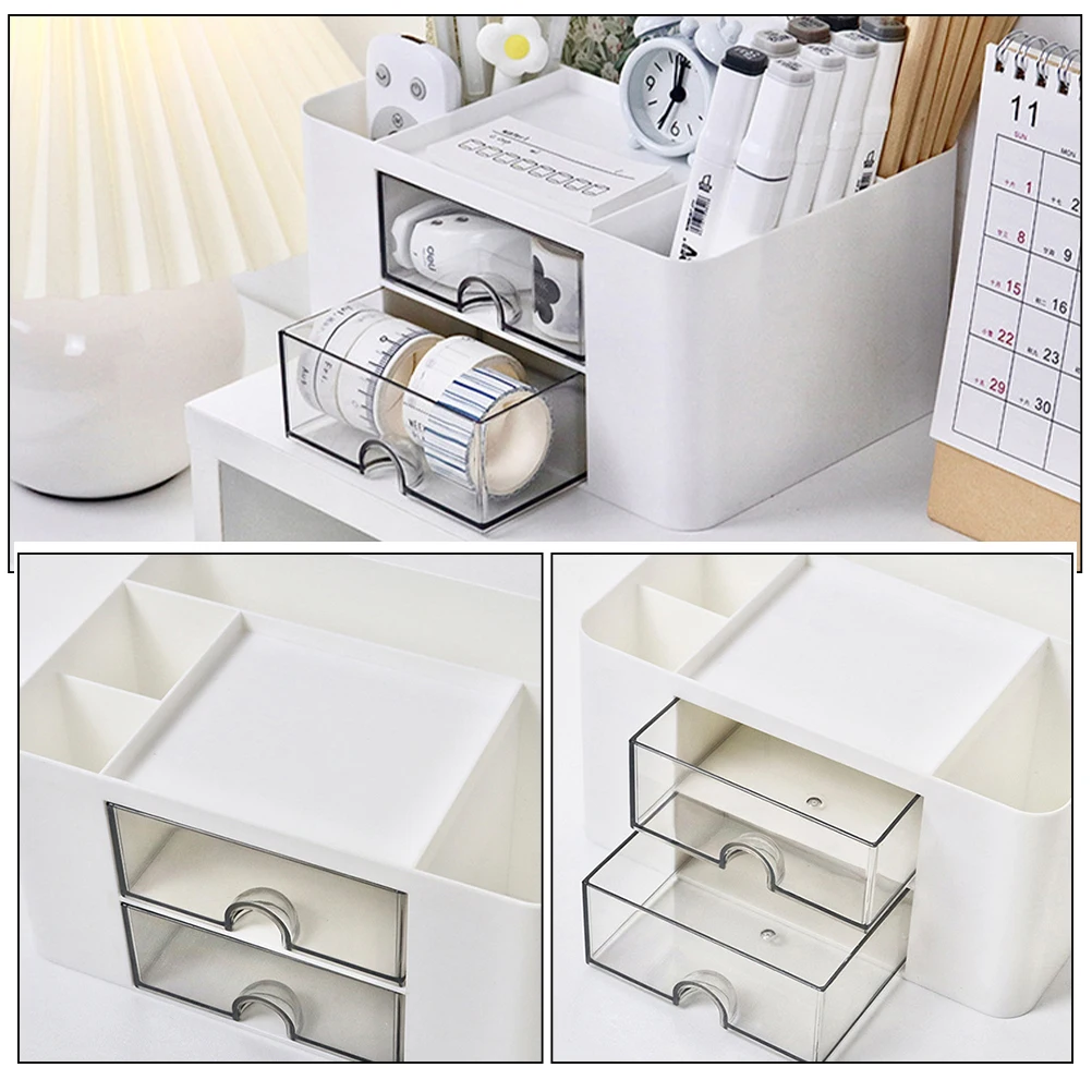 

Desktop Organizer Material Bedroom Stationery Storage Box White Space-Saving Container Efficient Cosmetics