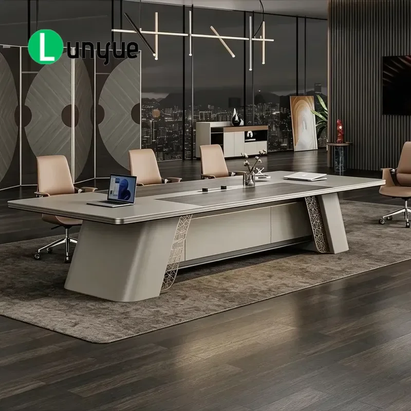 Modern Wooden Conference Table 12 Seater Luxury High End Eco Friendly Meeting Desk for Executive Office Boardroom Furniture