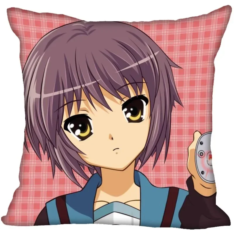 Nagato Yuki Suzumiya Haruhi No Yuuutsu Pillowcase Bedroom Home Decorative Pillow Cover Square Zipper Pillow Cases Satin