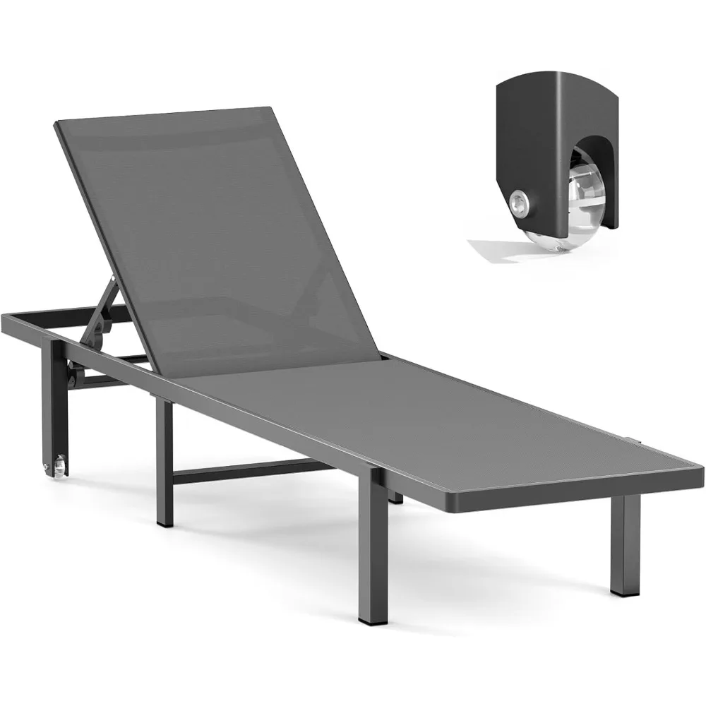 

Алюминиевый шезлонг для улицы с колесами, регулируемый в 5 положениях, для патио, пляжа, бассейна, загара, доставка по США