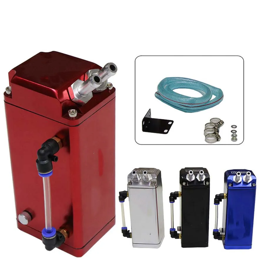 

Universal Engine Square Shape Oil Catch Can Oil Tank Reservoir With 2 Bigger Fittings Oil Catcher BEST SELLING