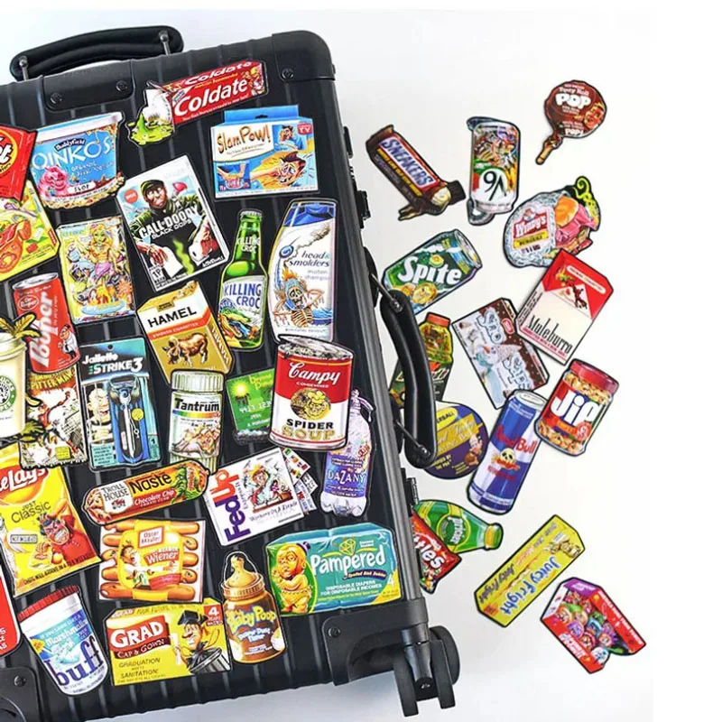 [Uitverkoop] Grappige dranken Snacks Creatieve sticker Retro Graffiti Glanzende sticker voor laptop Koelkast Opbergdoos Decoratie