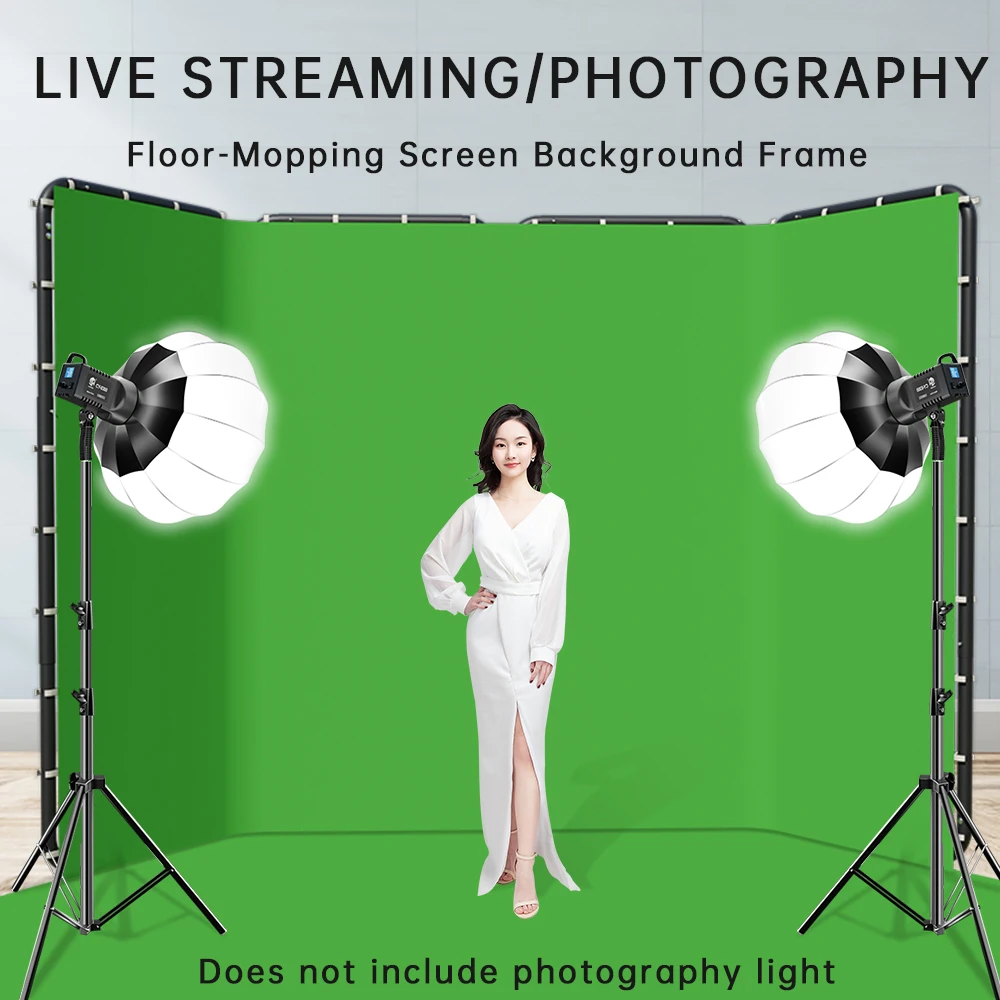 Portable Large Chromakey Green Screen Backdrop with Stand Photography Background Support System 240x400cm Shooting Video Photo