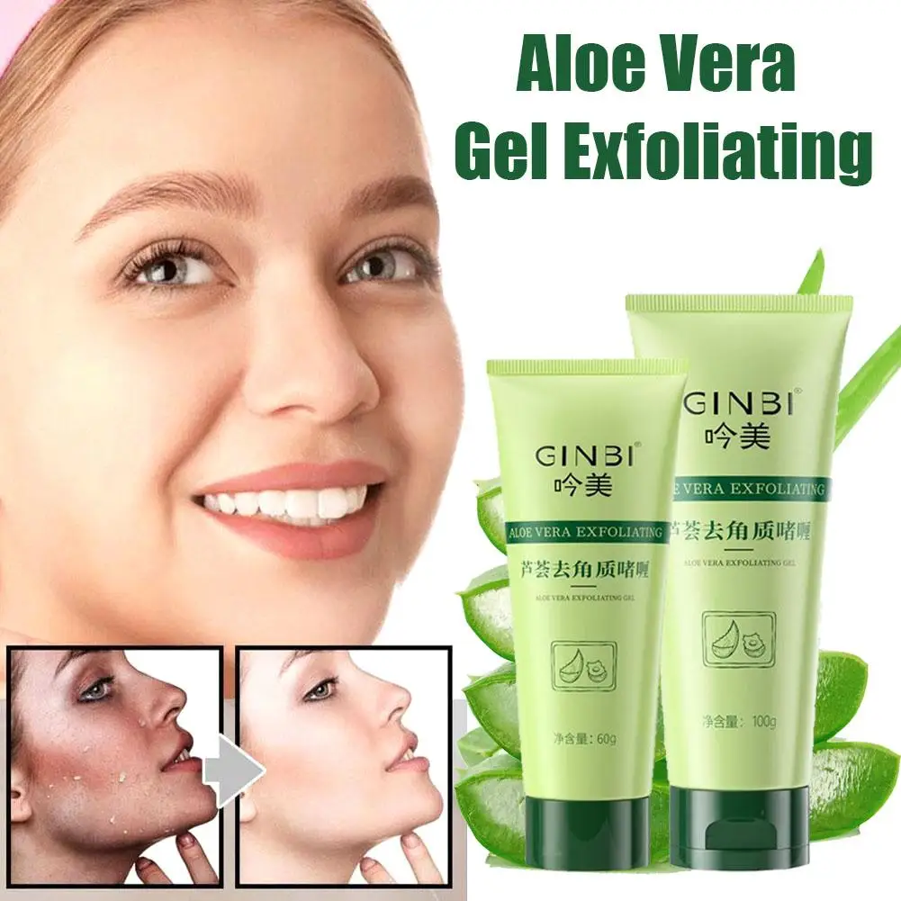 

60g/100g Aloe Vera Gel Face Exfoliating Whitening Moisturizer Cleaner Remove Repair Scrub Blackhead Treatment Facial Acne I8J4