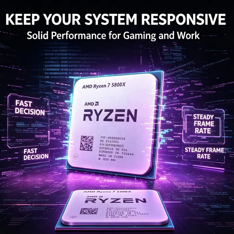 AMD R7 5800X Desktop Processor AM4 8 Core 16 Thread 3.8GHz Base Up To 4.7GHz Boost 32MB L3 Cache DDR4 Without Cooler