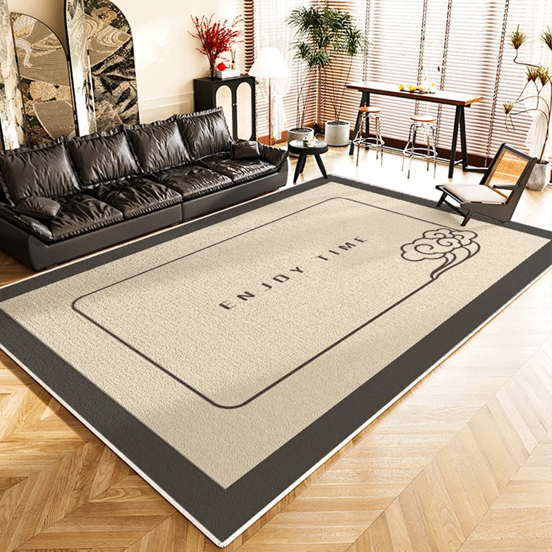 Wabi-sabi Simple Retro Living Room Carpets Light Luxury Sense of Advanced Non-slip Bedroom Bedside Carpet Line Art Vestibule Rug