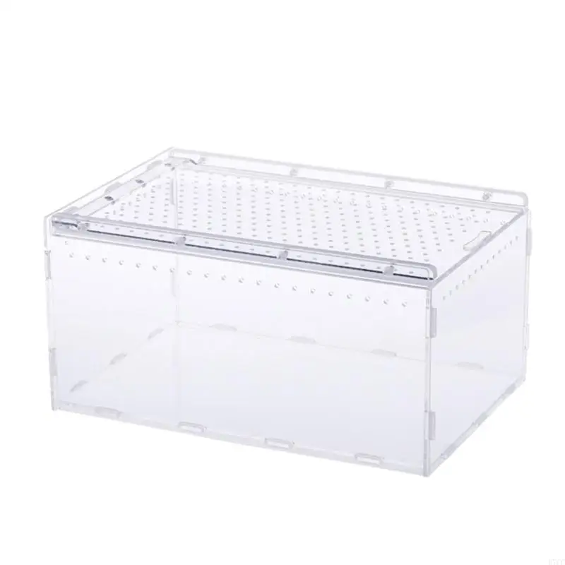 E7CC Terrarium Cage for Insect Tarantulas Amphibians Caterpillars Snail Clear Feeding Mini Breeding Box Acrylic