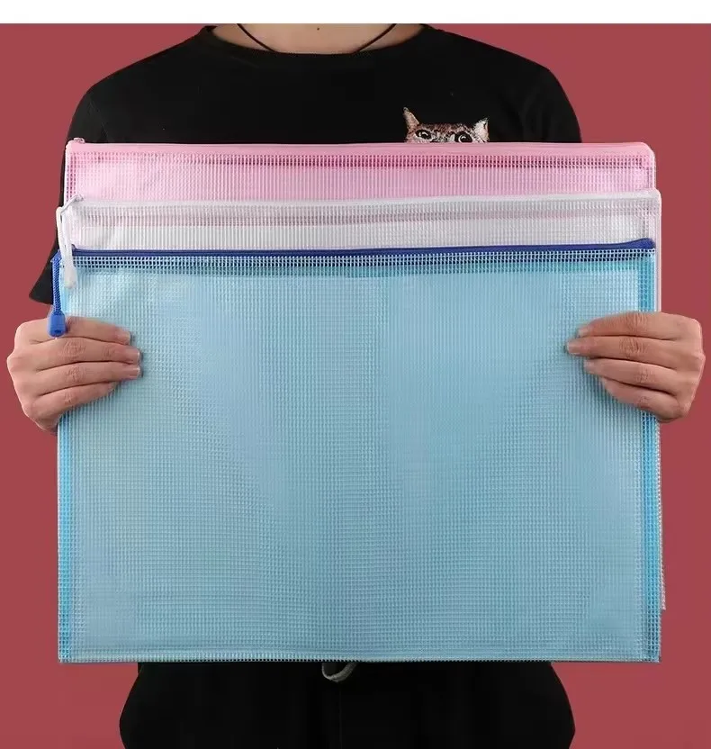 A3 Zipper Pouch Document Bag Waterproof Zip File Folders Artwork Storage School Office Supplies 8k Drawing Paper Storage Bags