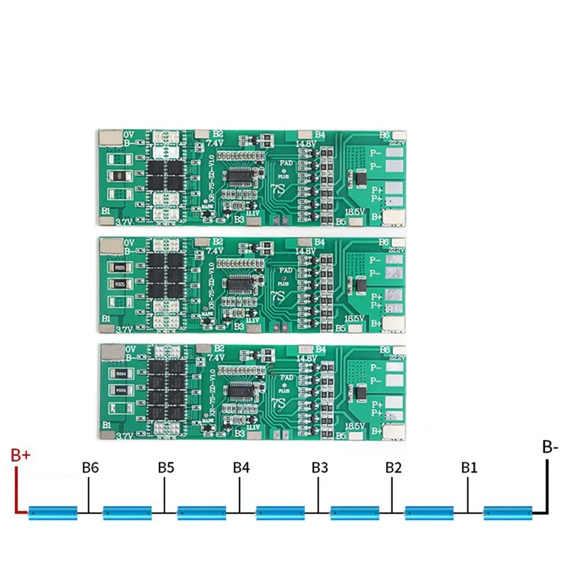 متوازن 7S BMS ليثيوم 18650 لوحة شحن حماية ماس كهربائى معادل المنفذ المشترك لبنك الطاقة