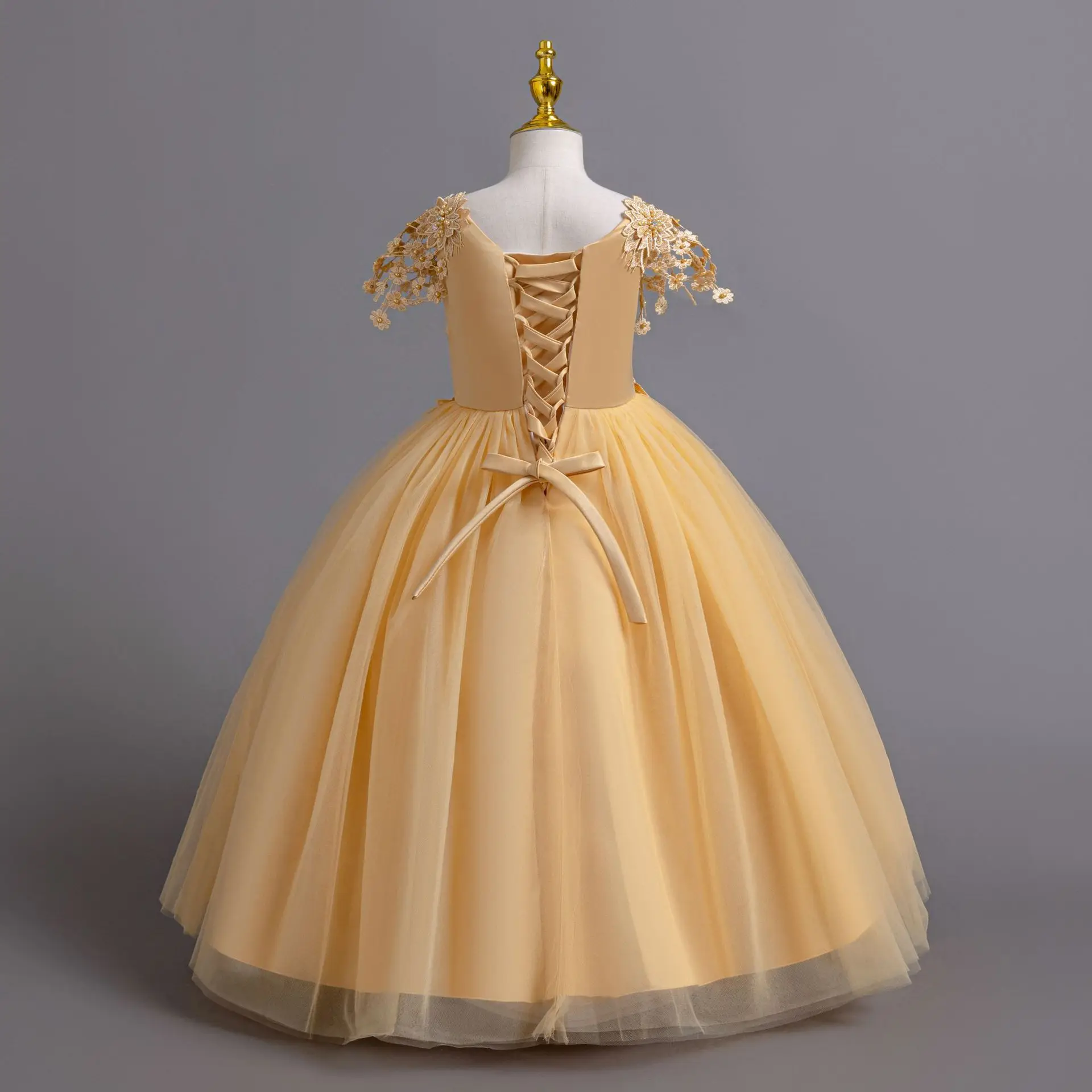 Hochwertiges, elegantes Partykleid für Mädchen, ärmellos, mit Perlen besetzt, Blumenmädchenkleid, formelles Ballkleid für Kinder, für Hochzeit, Geburtstag, Schönheitswettbewerb – Detail 7