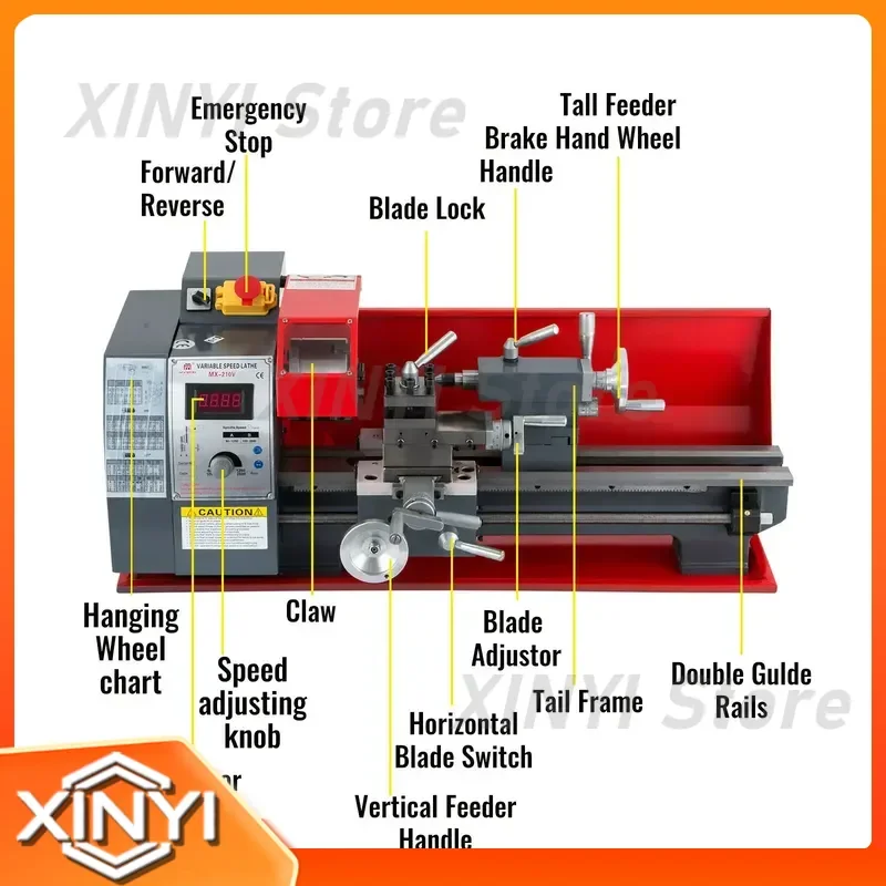 for Metal Lathe 8x16 Inch Precision Mini Lathe Variable Speed 750W Durable Metal Milling Machine
