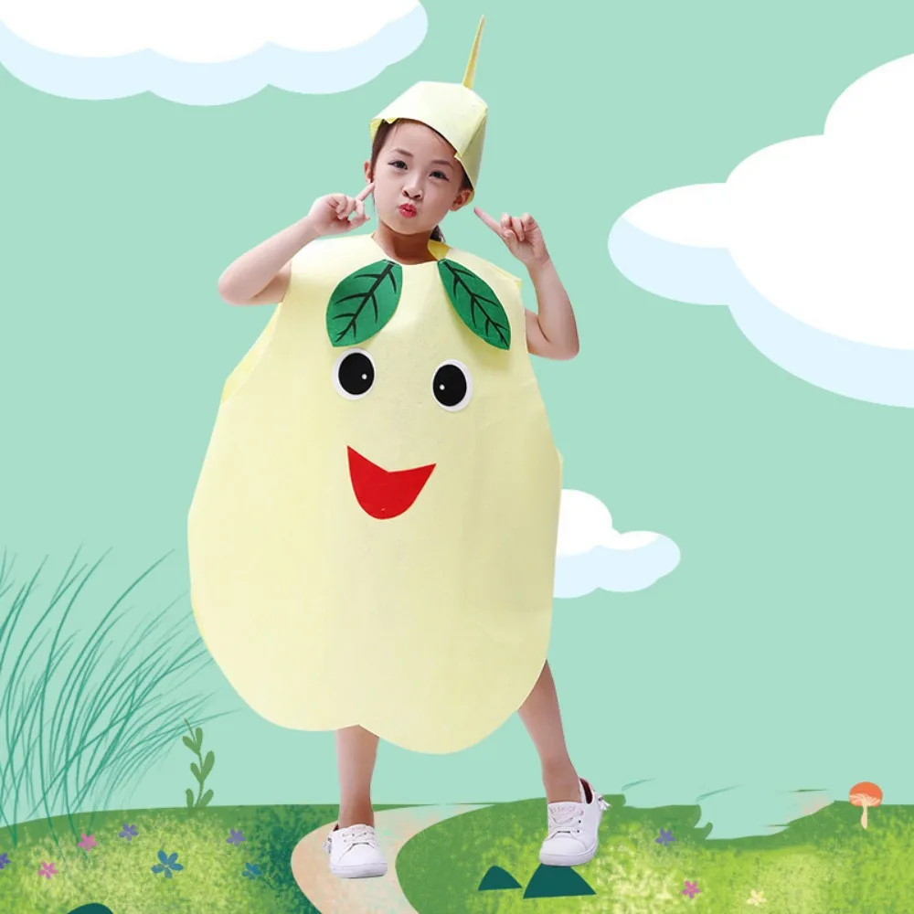 

Food Fruit Veggie Costume Performance Stage Doll Role-playing Children Cosplay Costume Parent-child Pumpkin Cloak