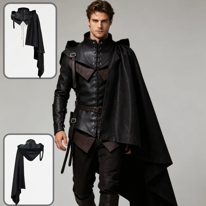 

2026 NEW Medieval Hooded Cloak Grim Reaper Wizard Robe Party Cosplay Costume for Ball Halloween Women Man Comic Con Cloak