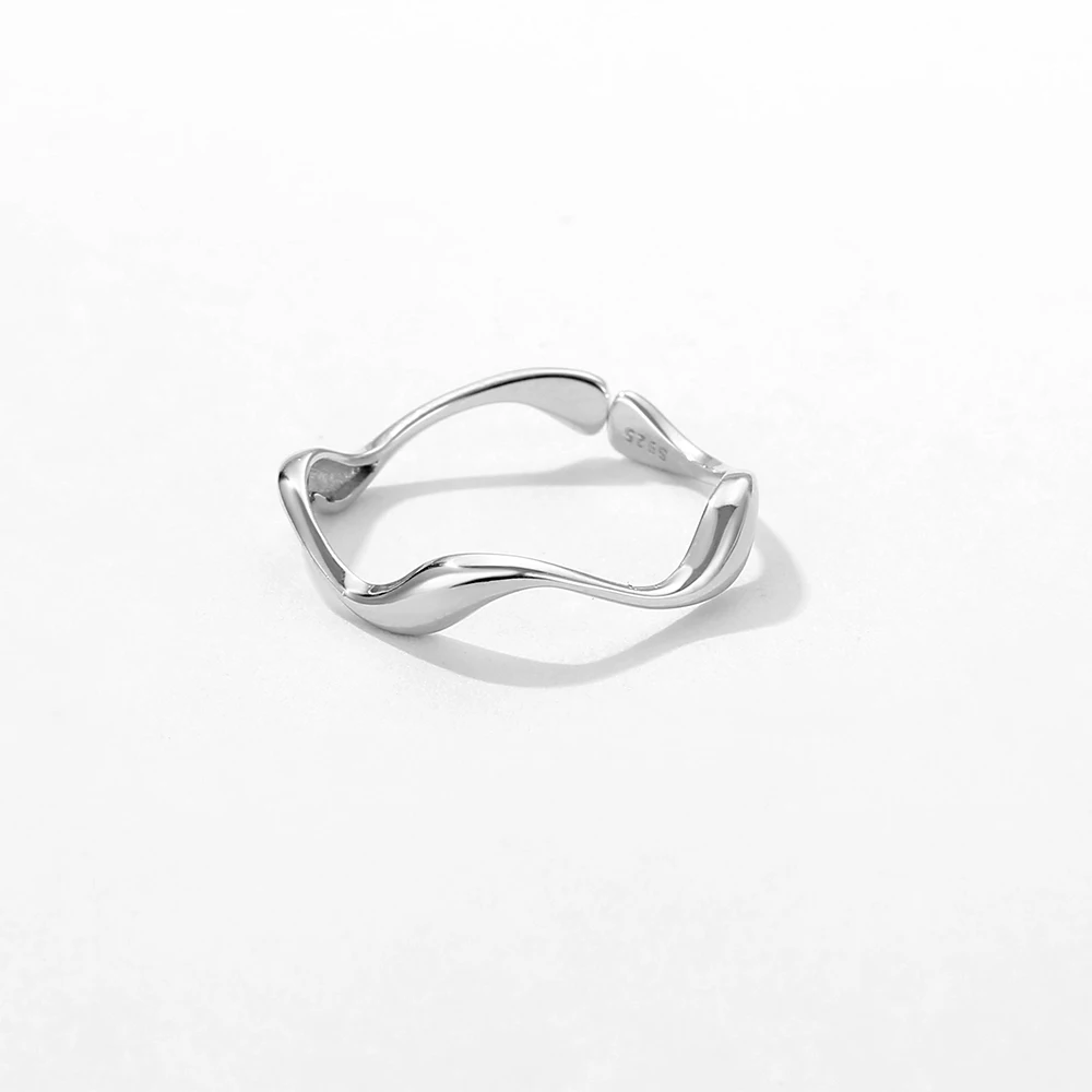 RYJU-anillos de plata de ley 925 con ondas irregulares para mujer, joyería geométrica Simple, estilo coreano, joyería fina, regalo para niña