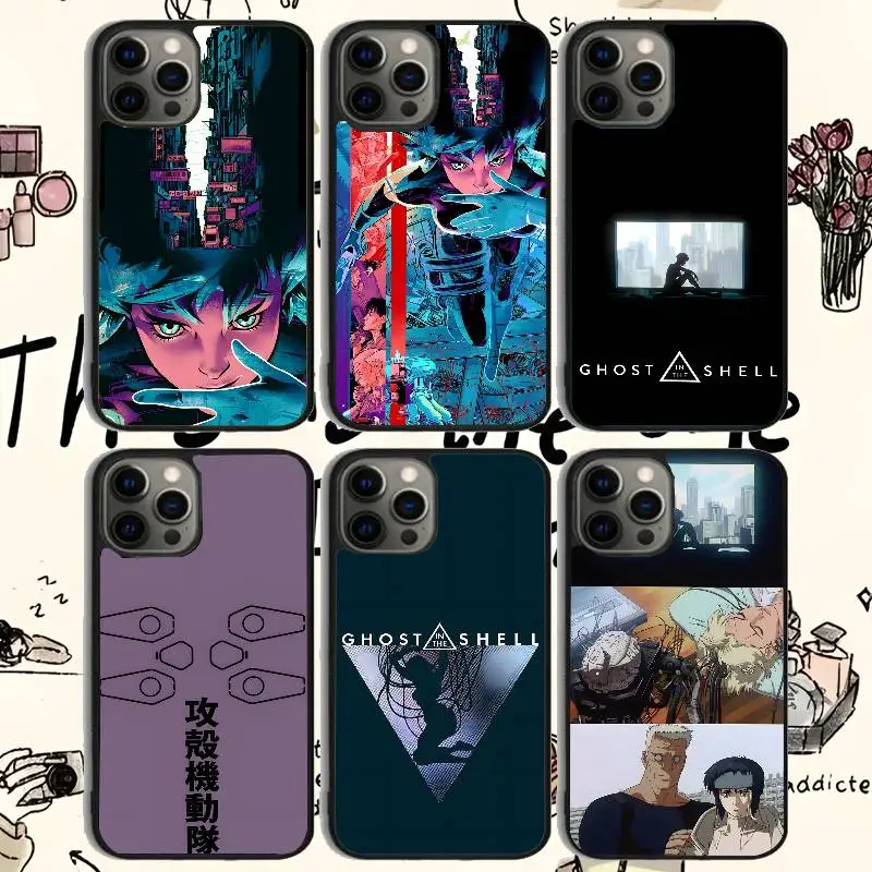 

Anime G-Ghosts in the Shell Phone Case For 11 12 13 14 15 16Pro Max mini Plus Frosted mirror Phone Cover