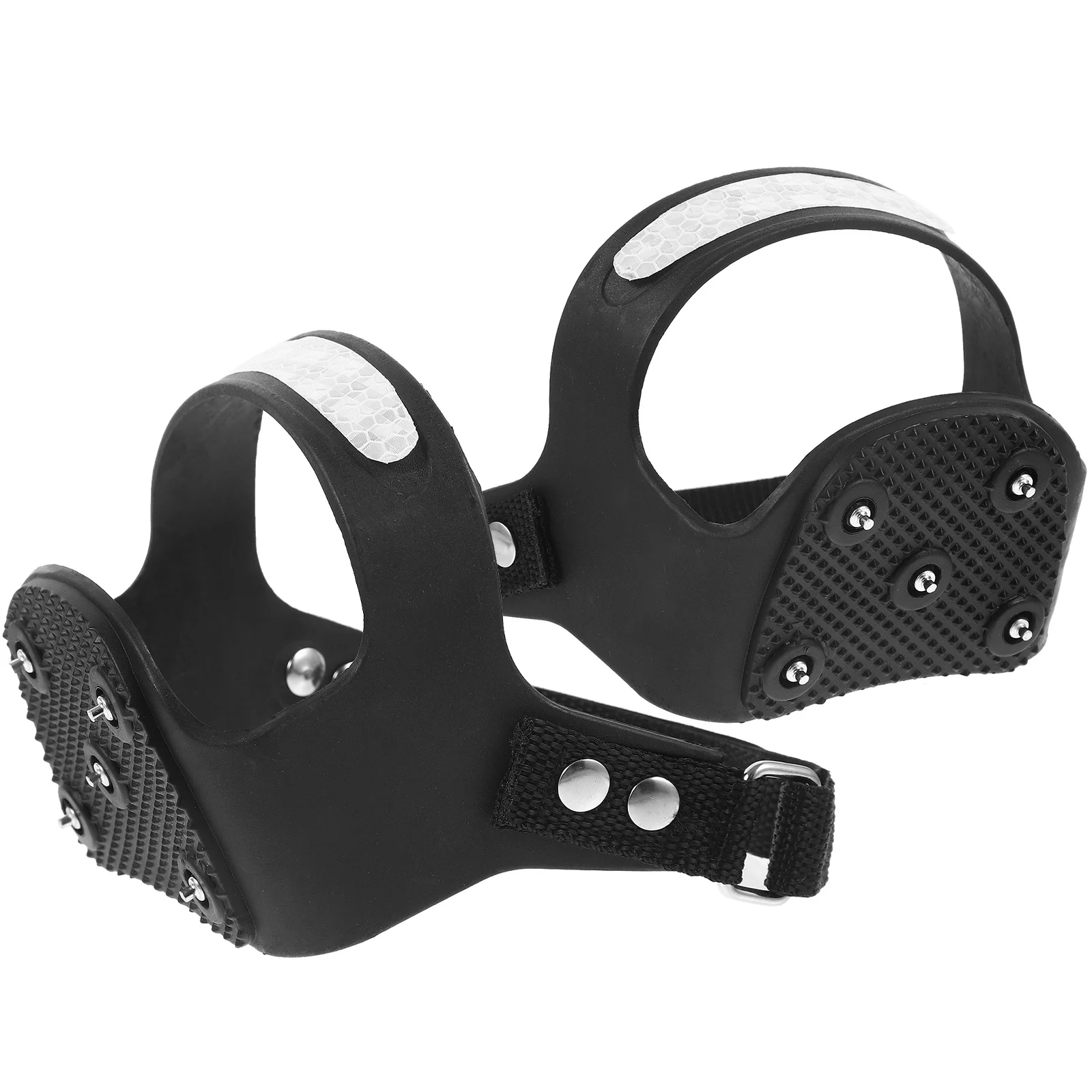 1 Paar 5-Zahn-Silikon-Spikes, rutschfeste Steigeisen zum Wandern, Spazierengehen, Klettern auf eisigem Schnee, Gelände, Schwarz, XL43–45